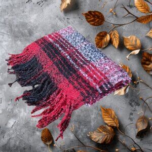 Lovely Canadiana Buffalo Plaid Scarf Blanket Red, Black & White